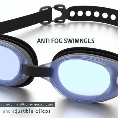 Anti Fog Swimming Goggles with Silicone Gasket & Adjustable Clips