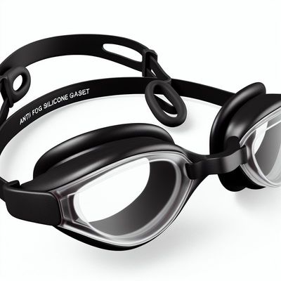 Black Anti Fog Swimming Goggles with Silicone Gasket